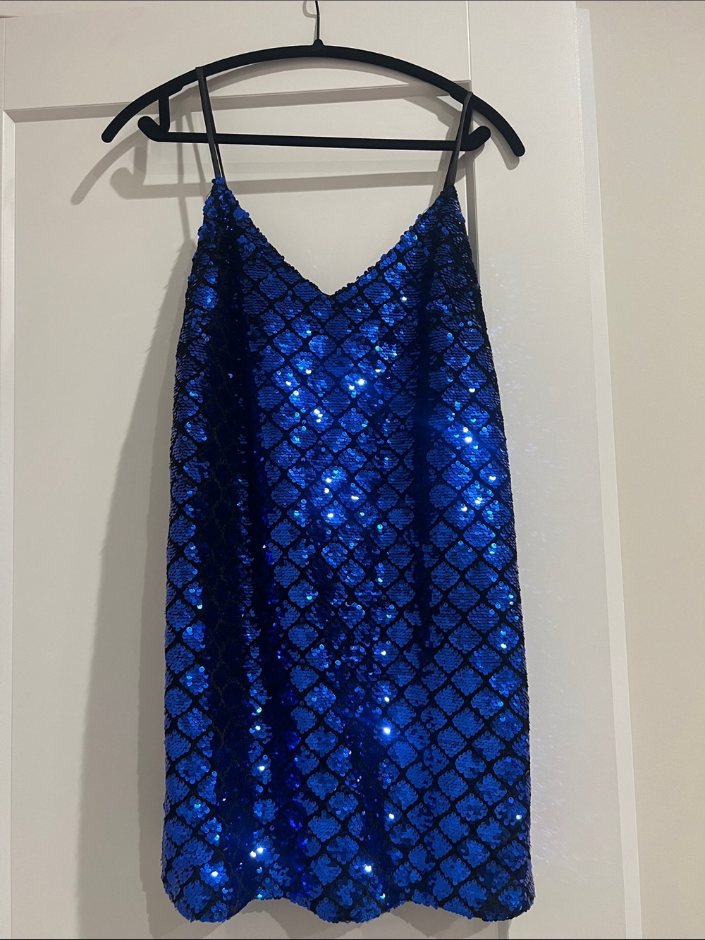 Aakaa Royal Blue Sequin Slip Dress